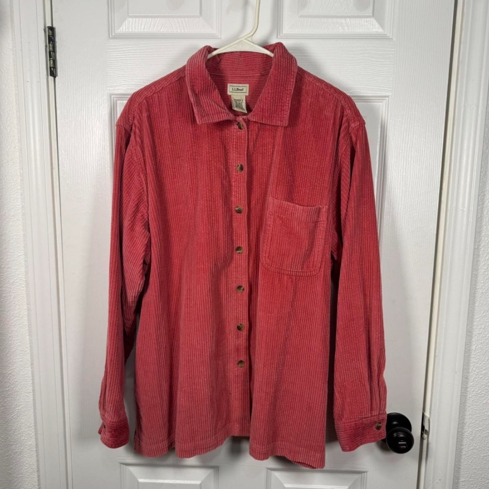 L.L. Bean Coral Corduroy Button-Down Shirt
